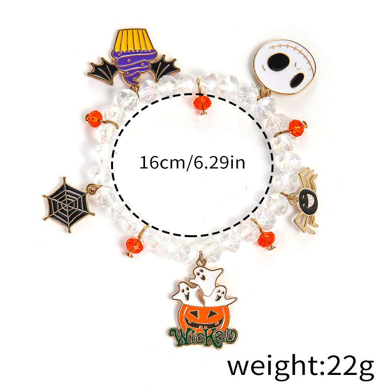 Halloween Charm Bracelet - Pumpkin, Ghost and Witch Hat - Alloy - product details