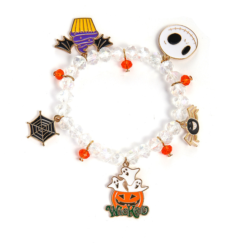 Halloween Charm Bracelet - Pumpkin, Ghost and Witch Hat - Alloy - product details