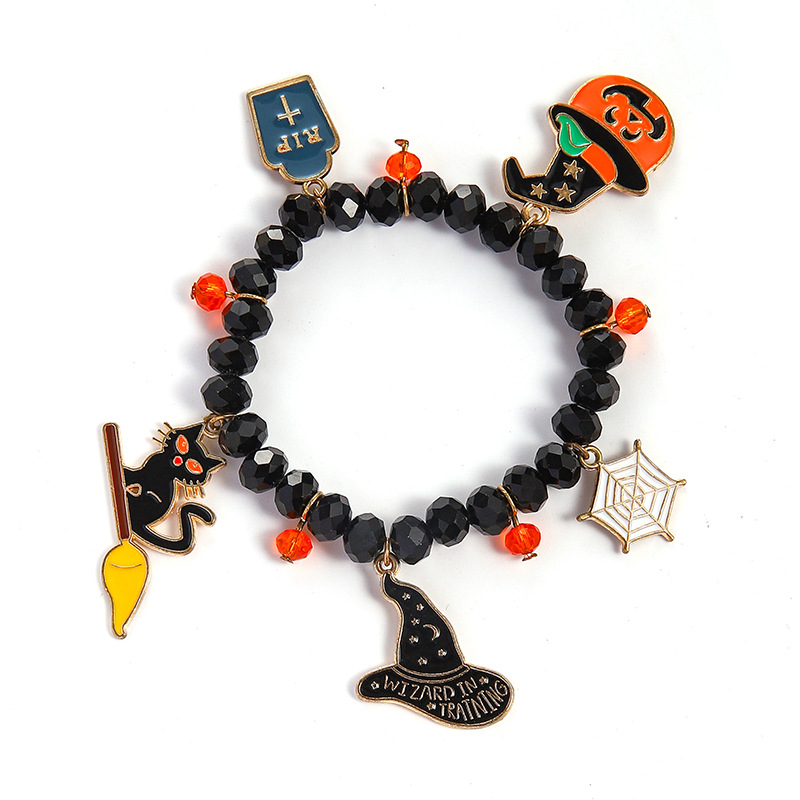 Halloween Charm Bracelet - Pumpkin, Ghost and Witch Hat - Alloy - product details