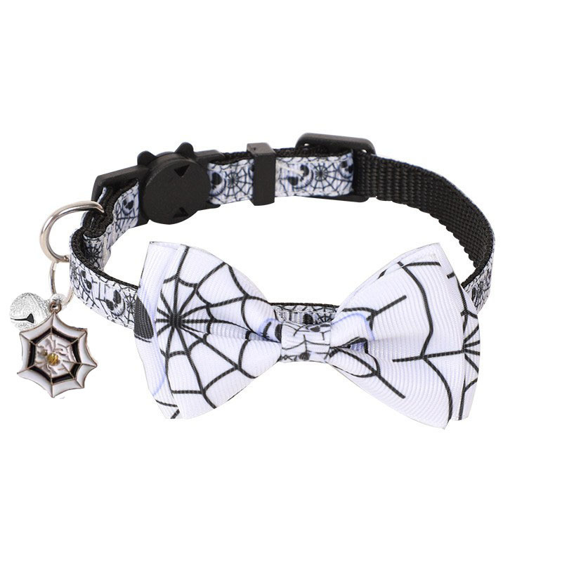 Adjustable Halloween Pet Collar with Bow and Bell - product details
