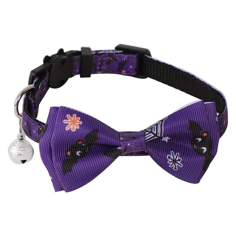 Adjustable Halloween Pet Collar with Bow and Bell - product details