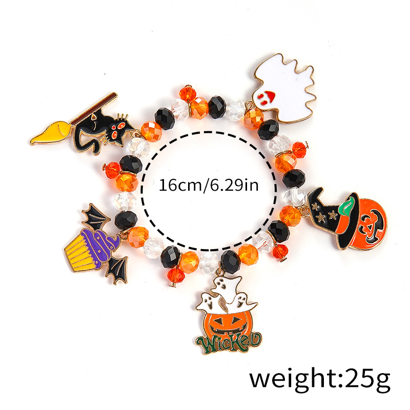 Halloween Charm Bracelet - Pumpkin, Ghost and Witch Hat - Alloy - product details