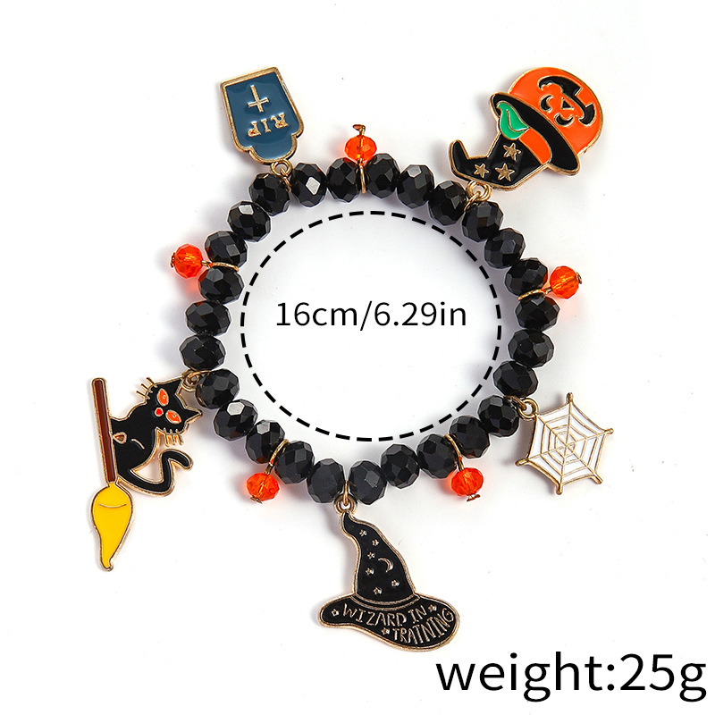 Halloween Charm Bracelet - Pumpkin, Ghost and Witch Hat - Alloy - product details