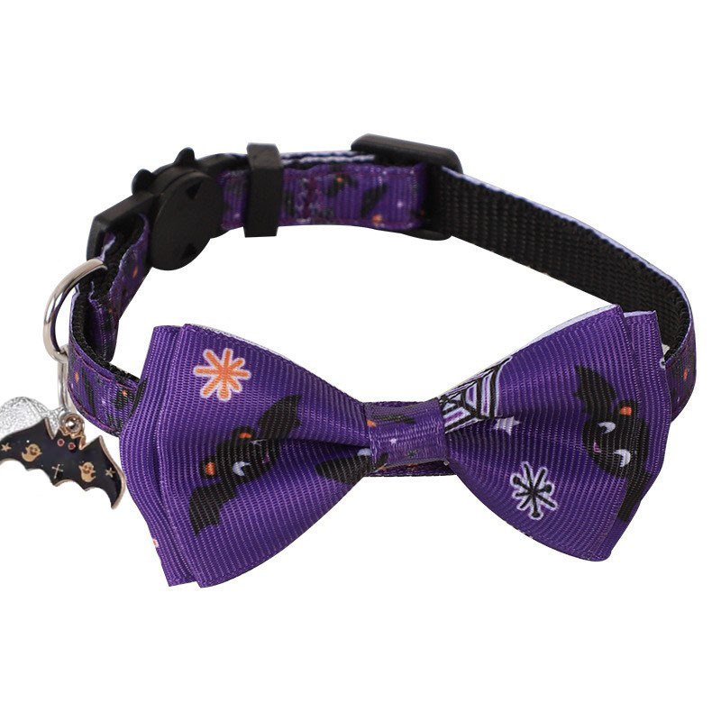 Adjustable Halloween Pet Collar with Bow and Bell - product details