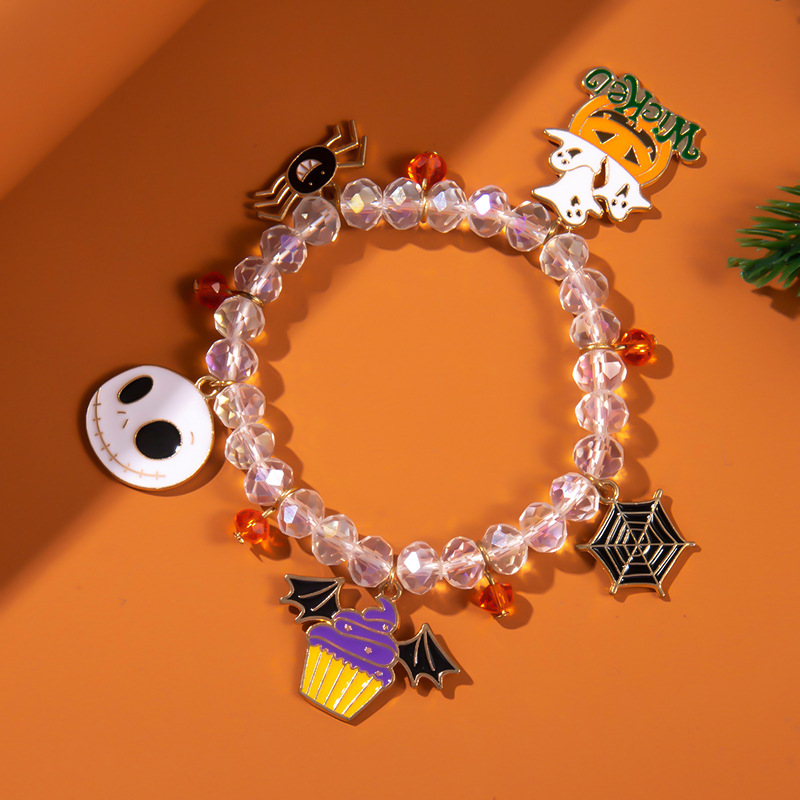 Halloween Charm Bracelet - Pumpkin, Ghost and Witch Hat - Alloy - product details