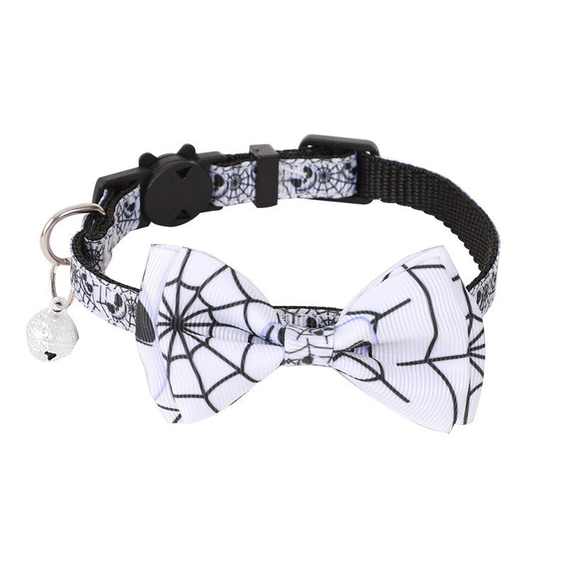 Adjustable Halloween Pet Collar with Bow and Bell - product details