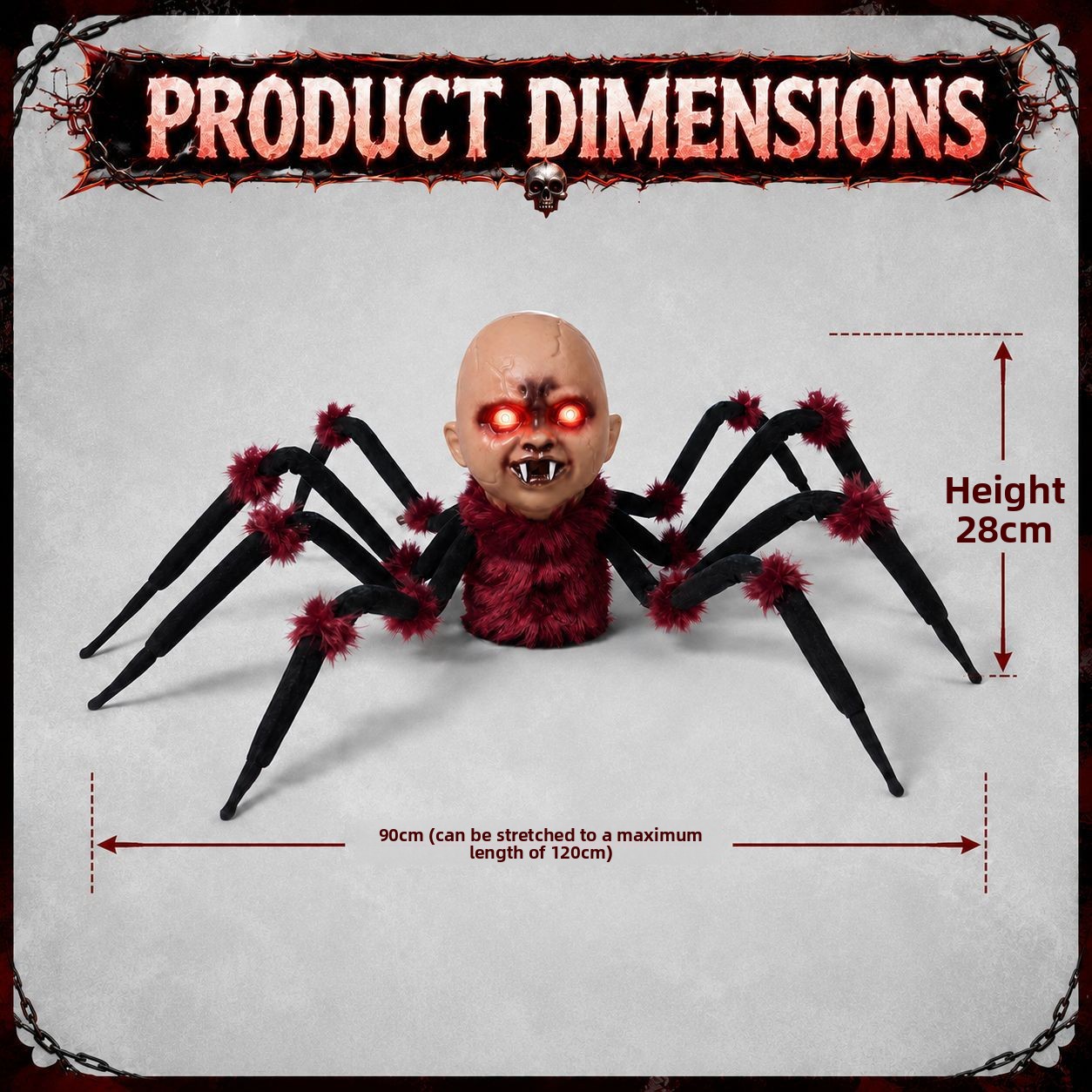 Animated Halloween Spider Head Prop with Sound and Light Effects - product details