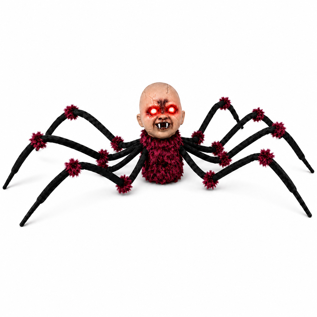 Animated Halloween Spider Head Prop with Sound and Light Effects - product details