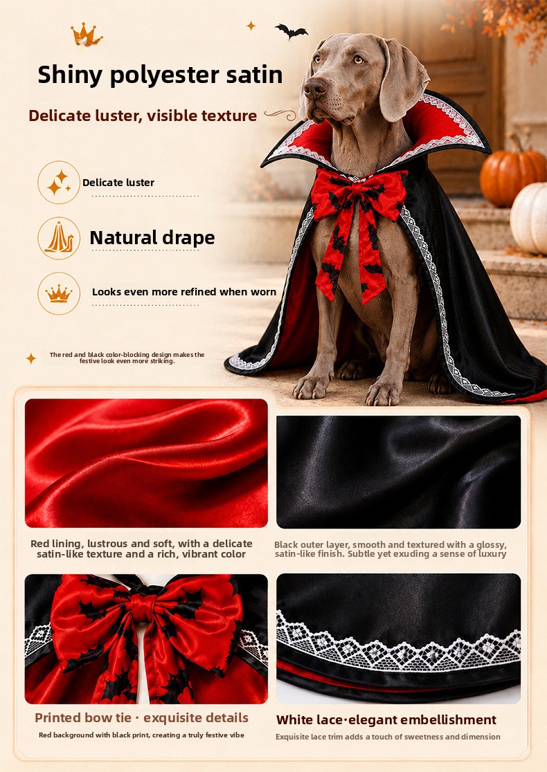 Halloween Pet Cape Costume - Knight and Lace Designs - product details