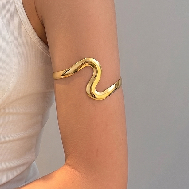 Silver-tone open cuff bracelet
