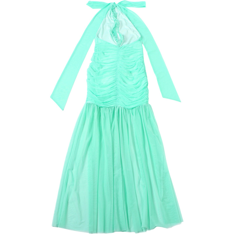 Long halter mesh dress final detail