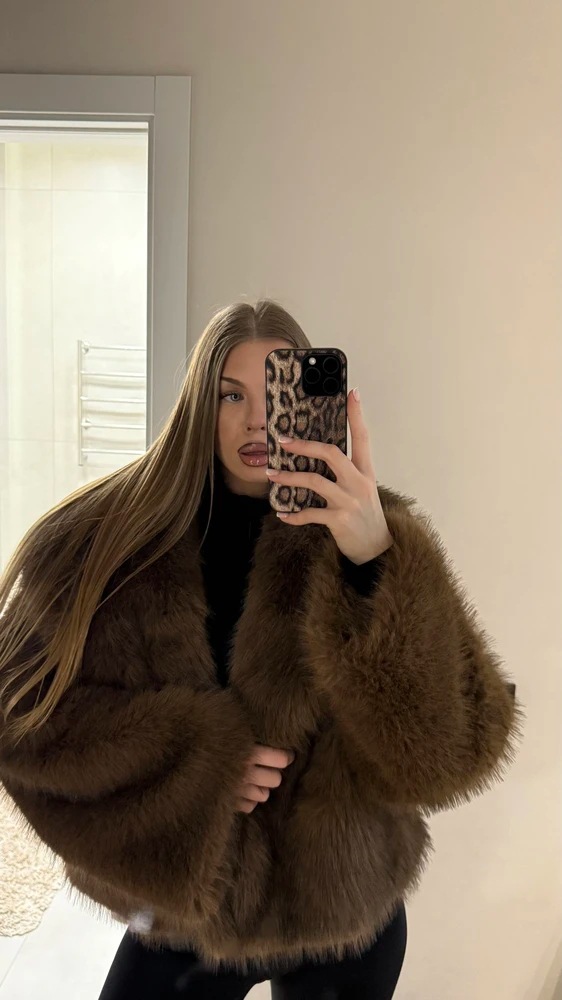 Statement collar plush women's jacket