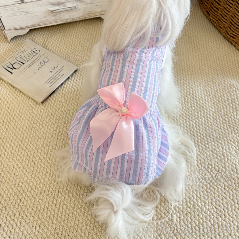 Vestido para gatos con cuadros y rayas: imagen adicional