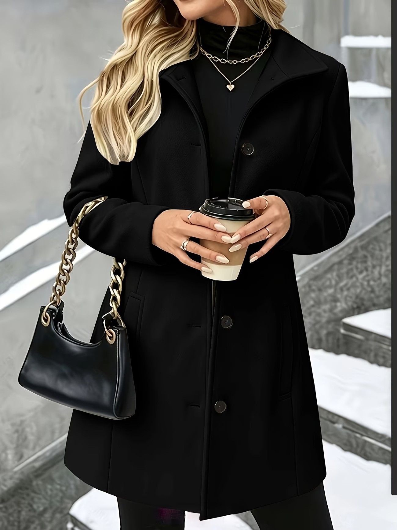 Women's lapel coat seasonal styling