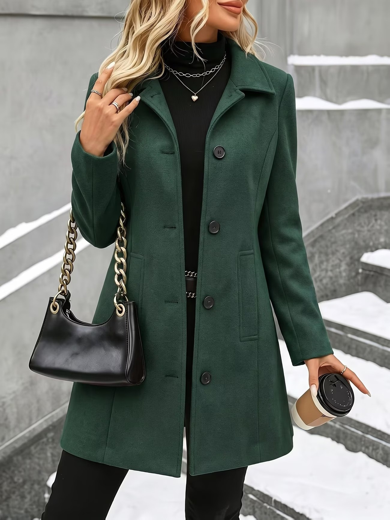 Slim fit women's mid-length coat final view