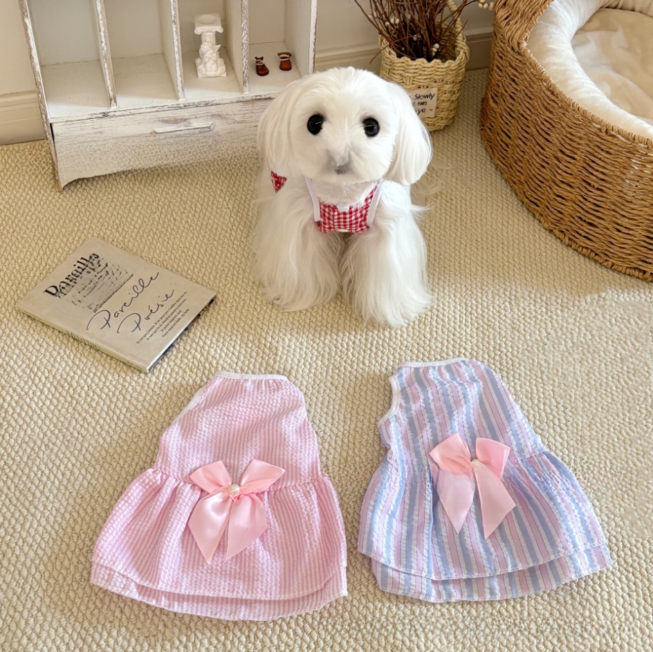 Vestido para gatos con cuadros y rayas: imagen adicional