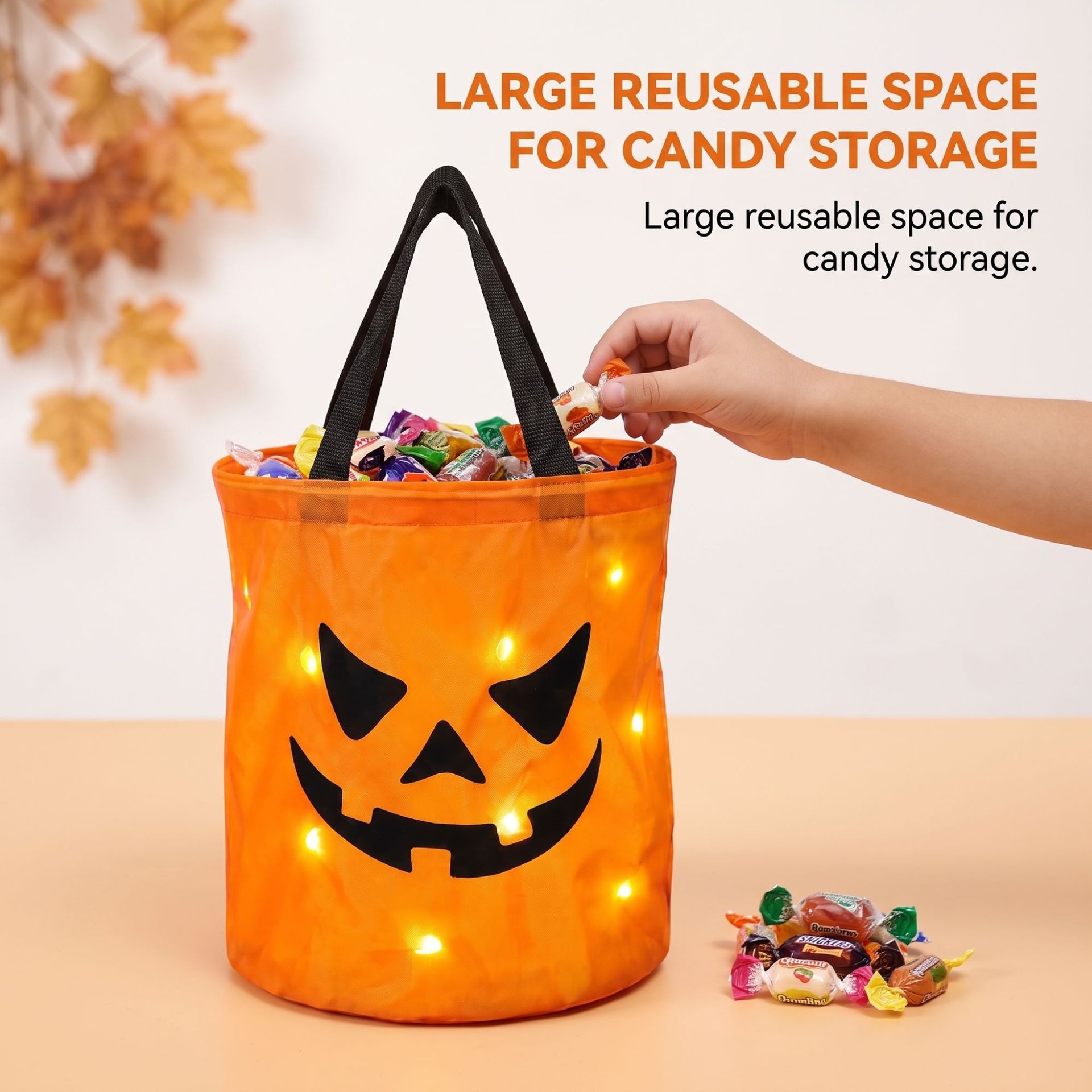 Halloween LED Pumpkin Candy Bucket - product details