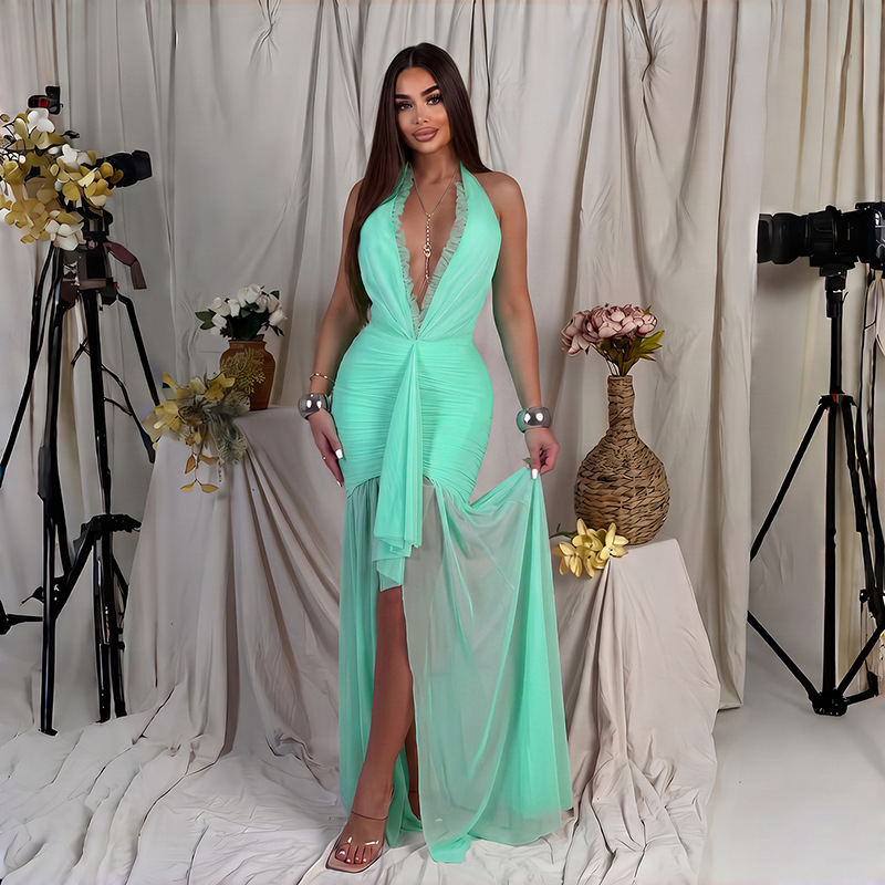 Long sleeveless mesh dress product detail