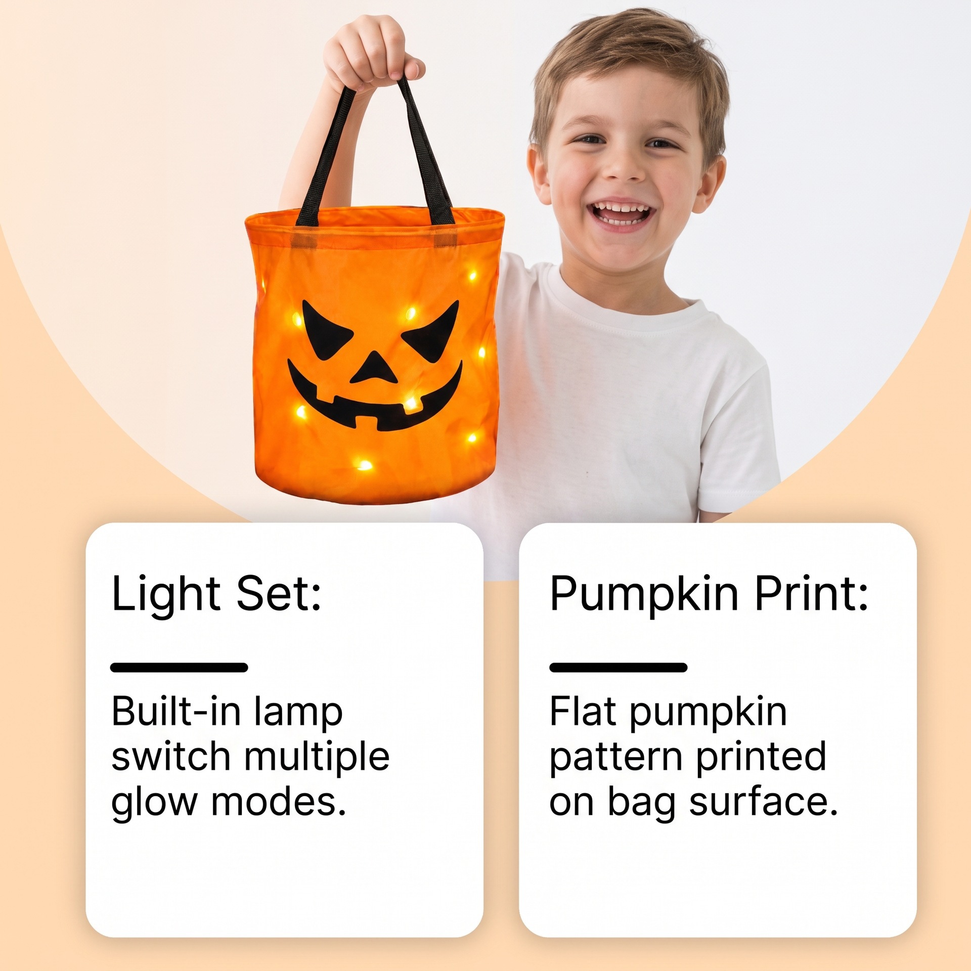 Halloween LED Pumpkin Candy Bucket - product details