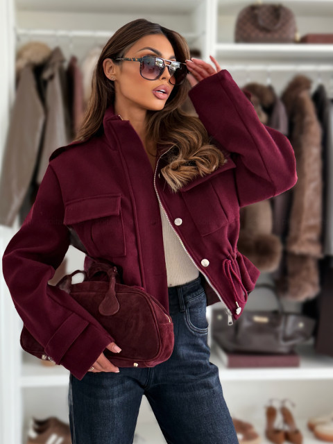 Wine red cardigan jacket color option