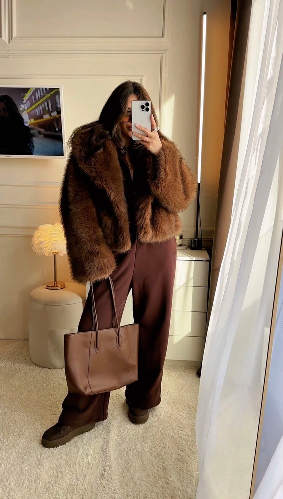 Faux fur street-style jacket product view