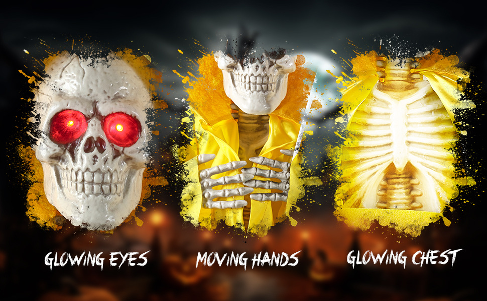 Animated Halloween Skull Decoration with Light and Sound - product details