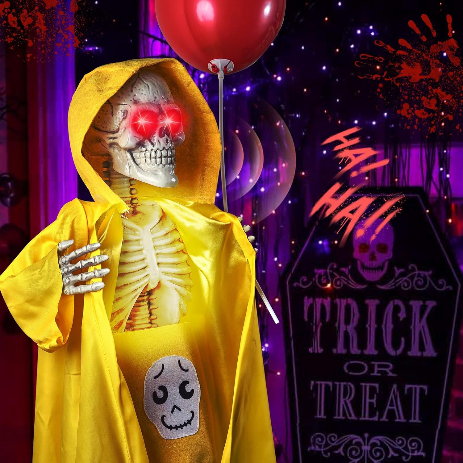 Animated Halloween Skull Decoration with Light and Sound - product details