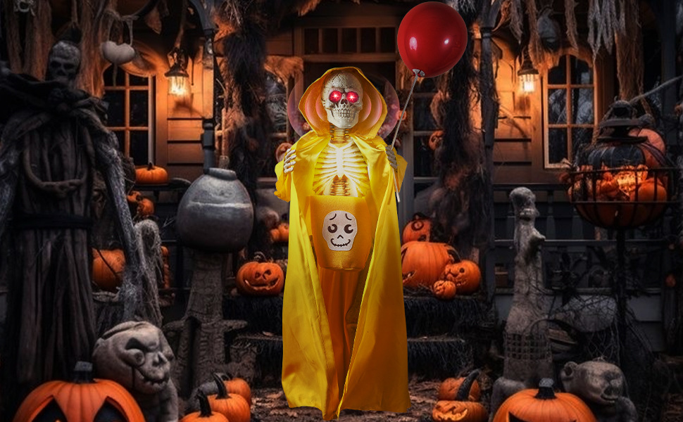 Animated Halloween Skull Decoration with Light and Sound - product details