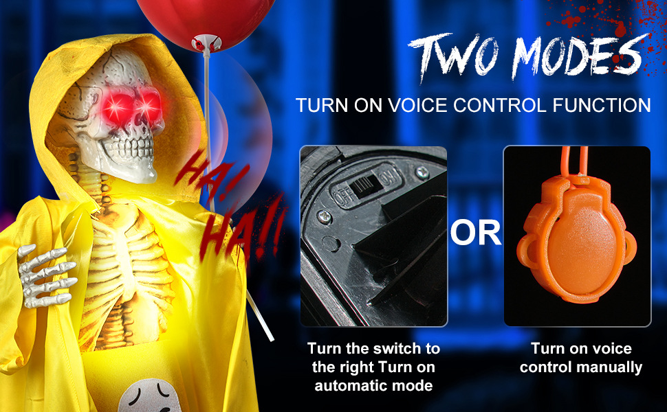 Animated Halloween Skull Decoration with Light and Sound - product details