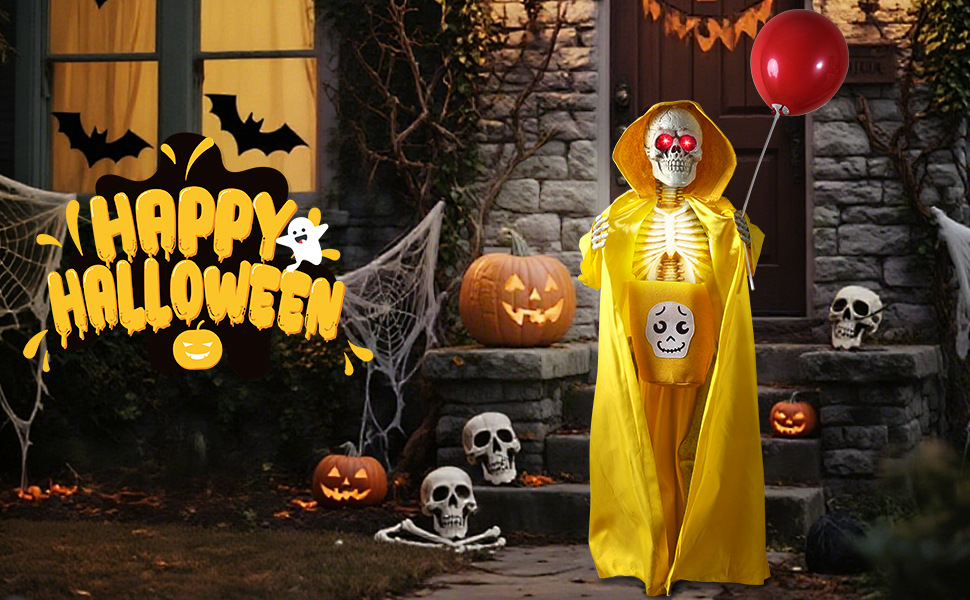 Animated Halloween Skull Decoration with Light and Sound - product details