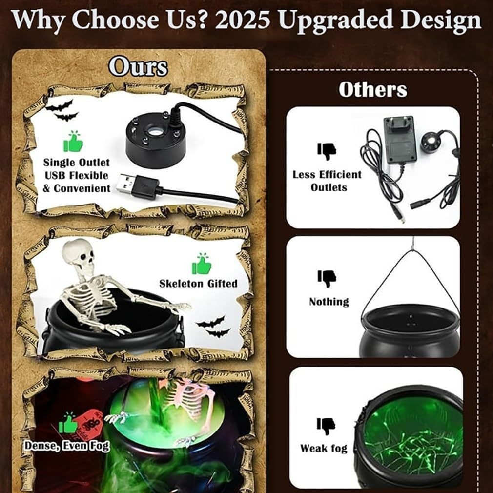 Halloween Witch Bucket Decoration Flame Skull Bucket Indoor Decor