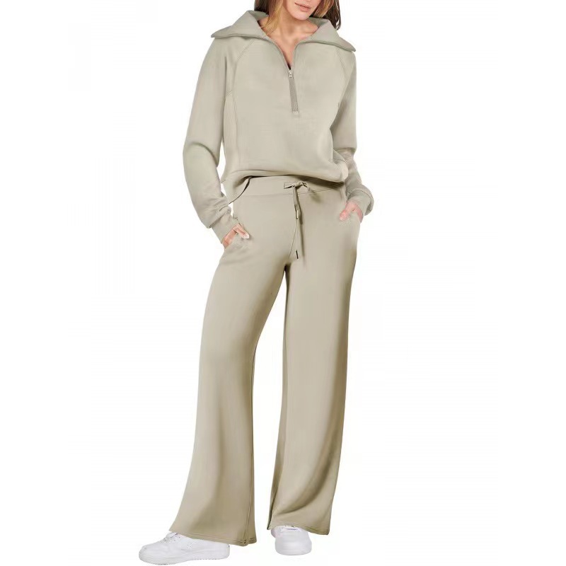 Two-piece solid-color lounge set front view