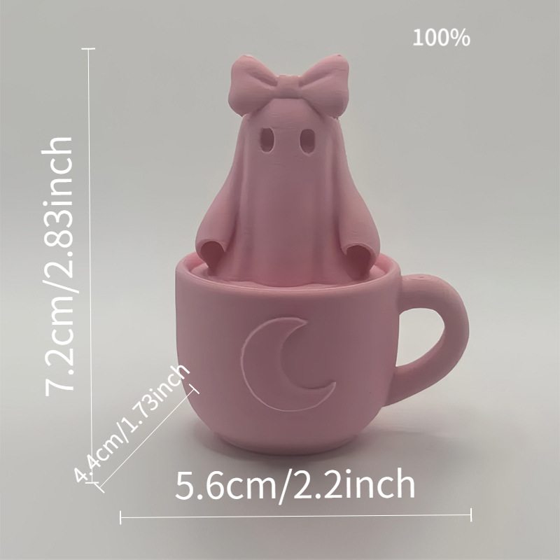 3D Printed Ghost Girl Tea Cup Figurine Desktop Halloween Ornament