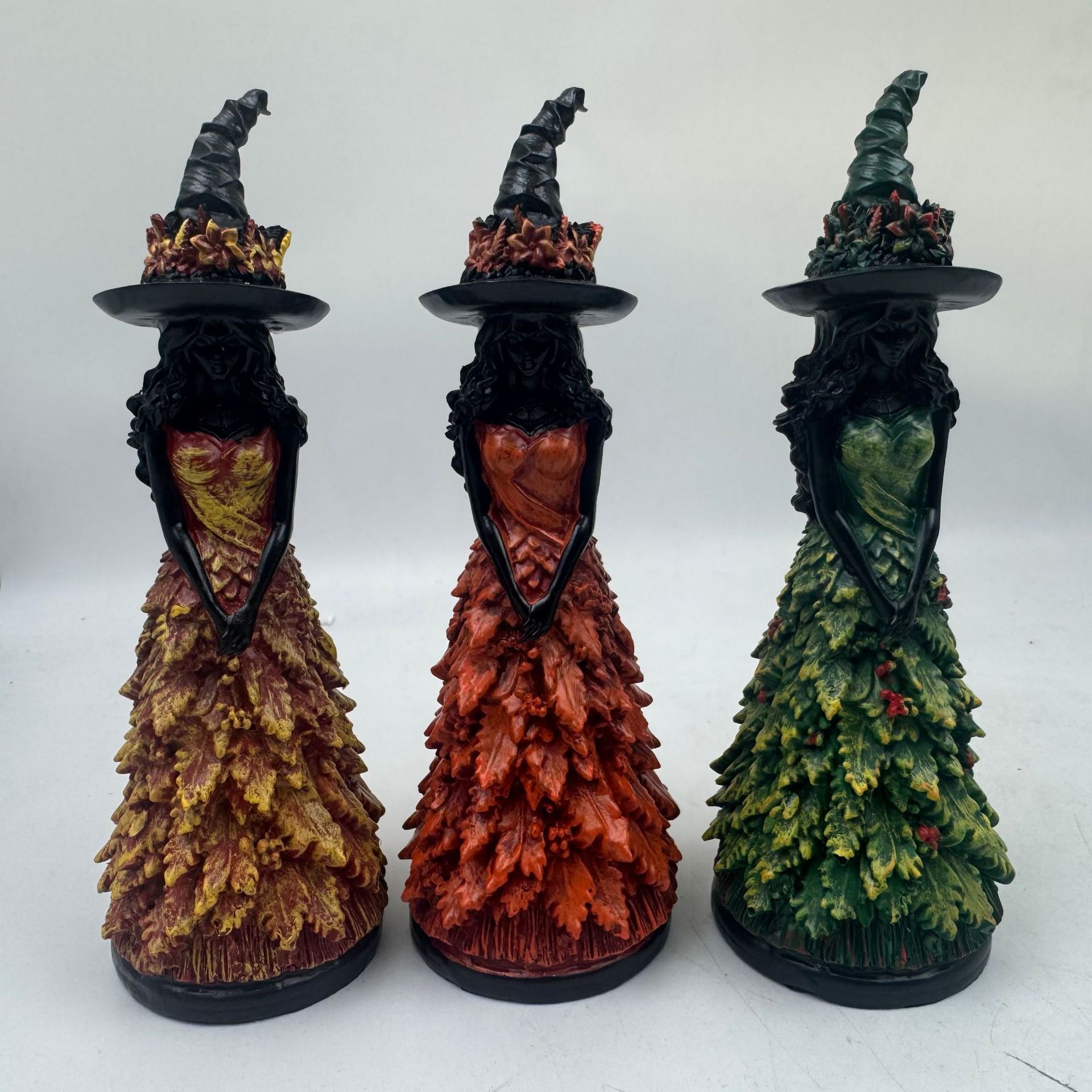 Enchanted Autumn Witch Resin Statue Halloween Magic Decor