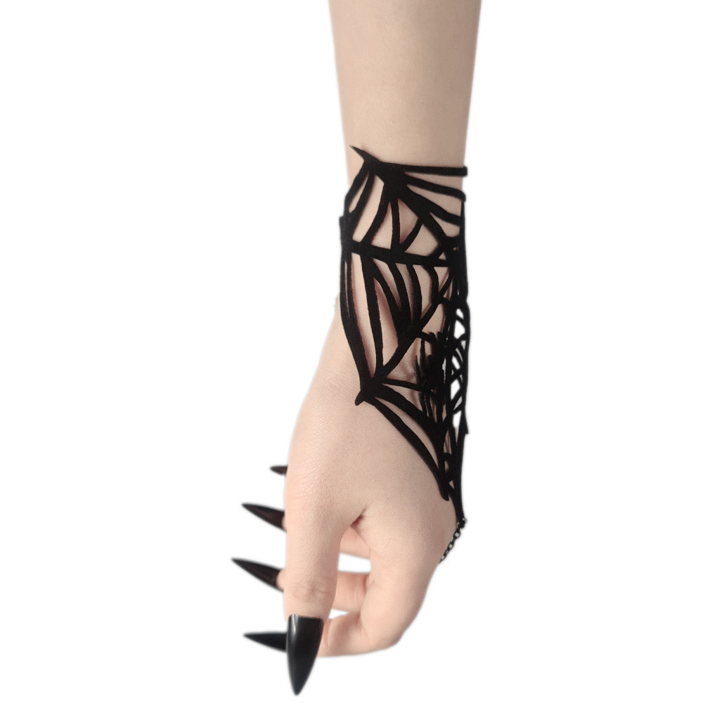 Black spider web costume hand jewelry