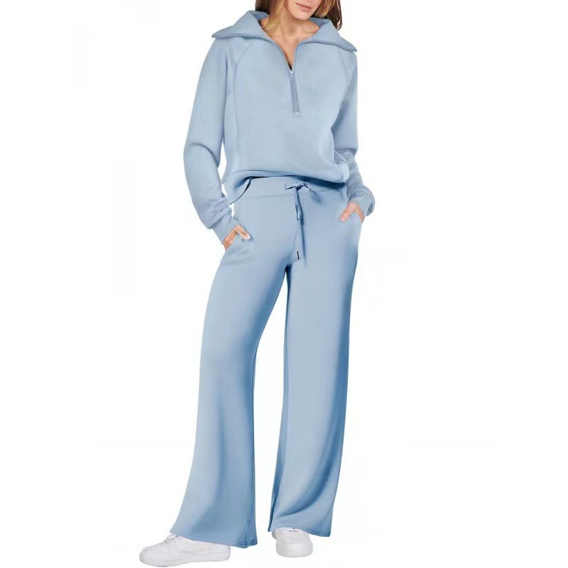 Long-sleeve top and flowing pants set