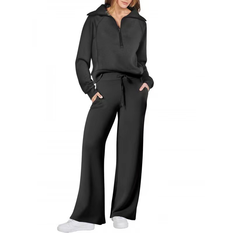 Solid-color women’s matching set detail