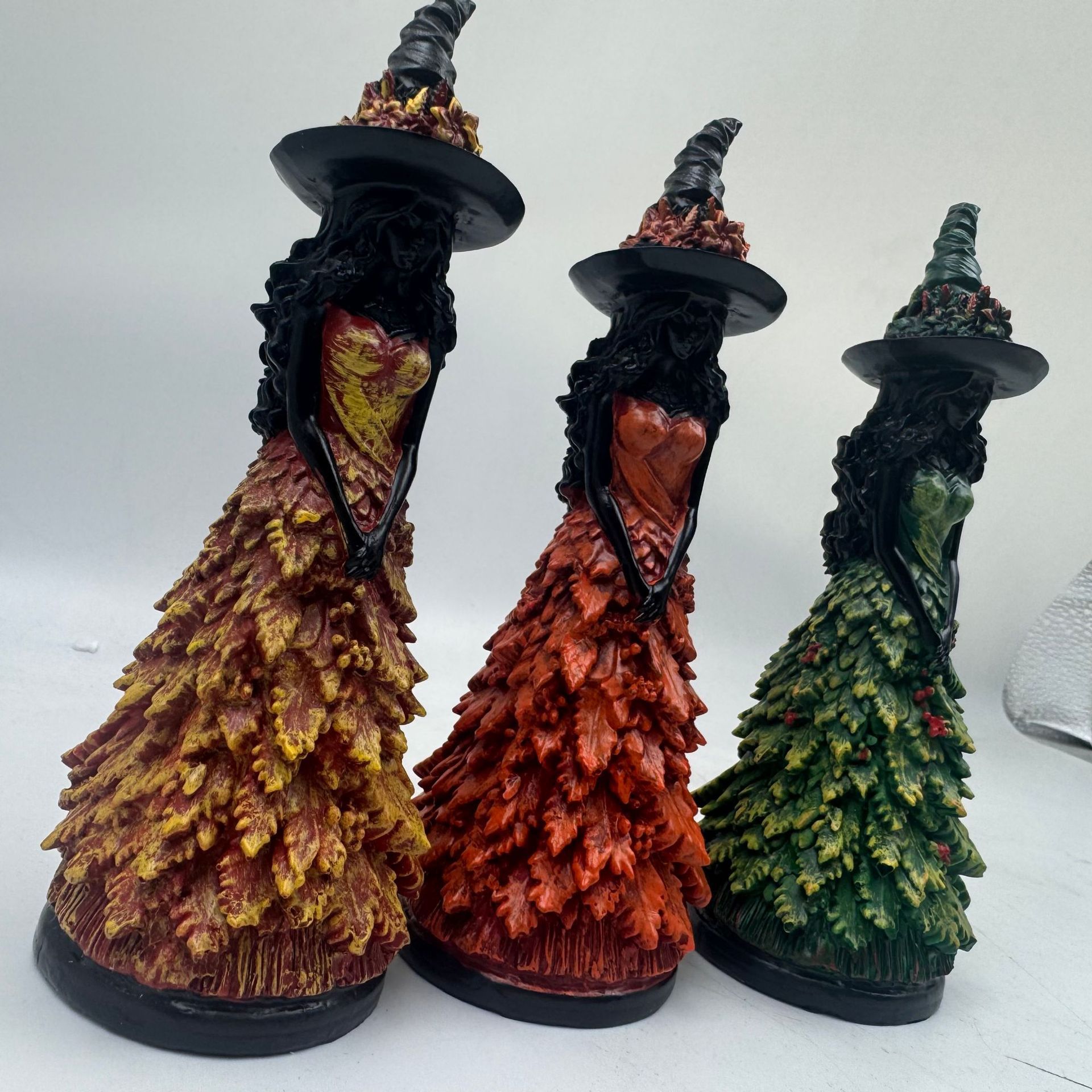 Enchanted Autumn Witch Resin Statue Halloween Magic Decor
