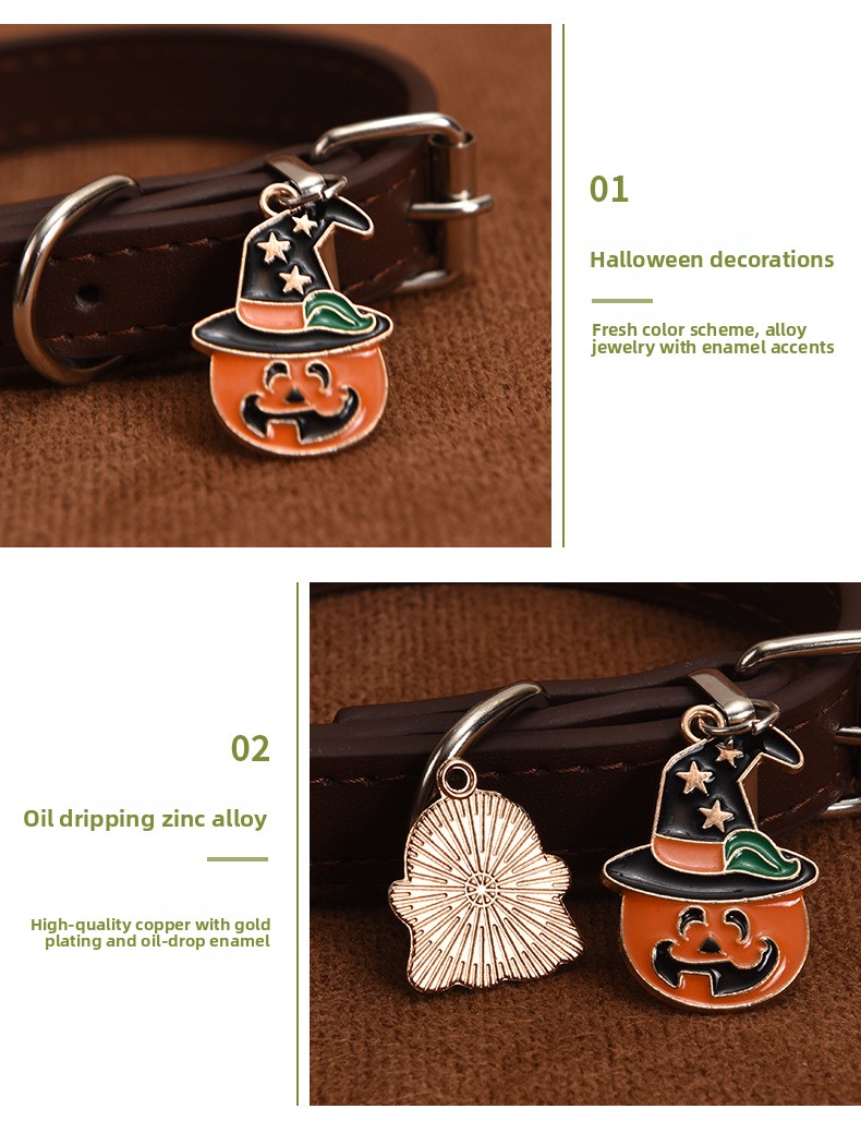 Halloween Themed PU Leather Dog Collar