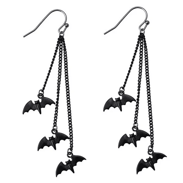 Bat Tassel Earrings Halloween Gothic Jewelry