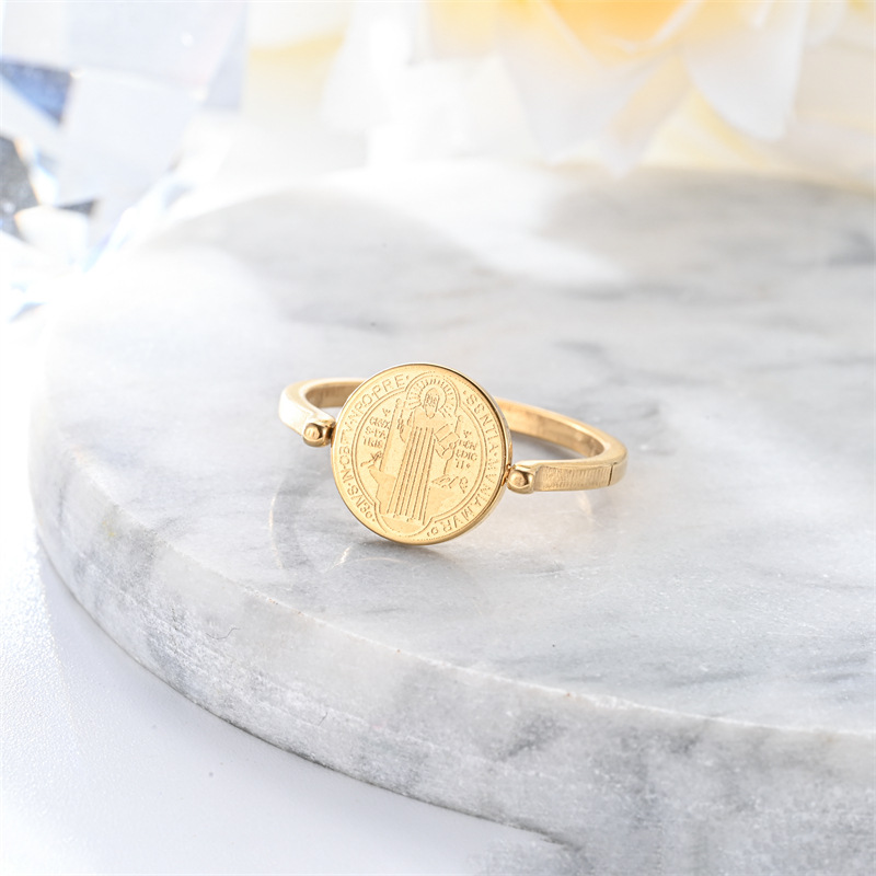 Gold-tone geometric flip ring