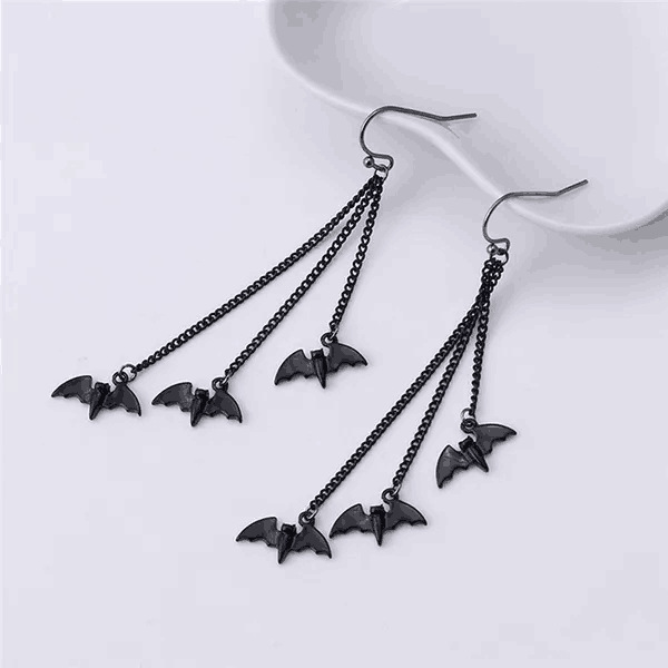 Bat Tassel Earrings Halloween Gothic Jewelry