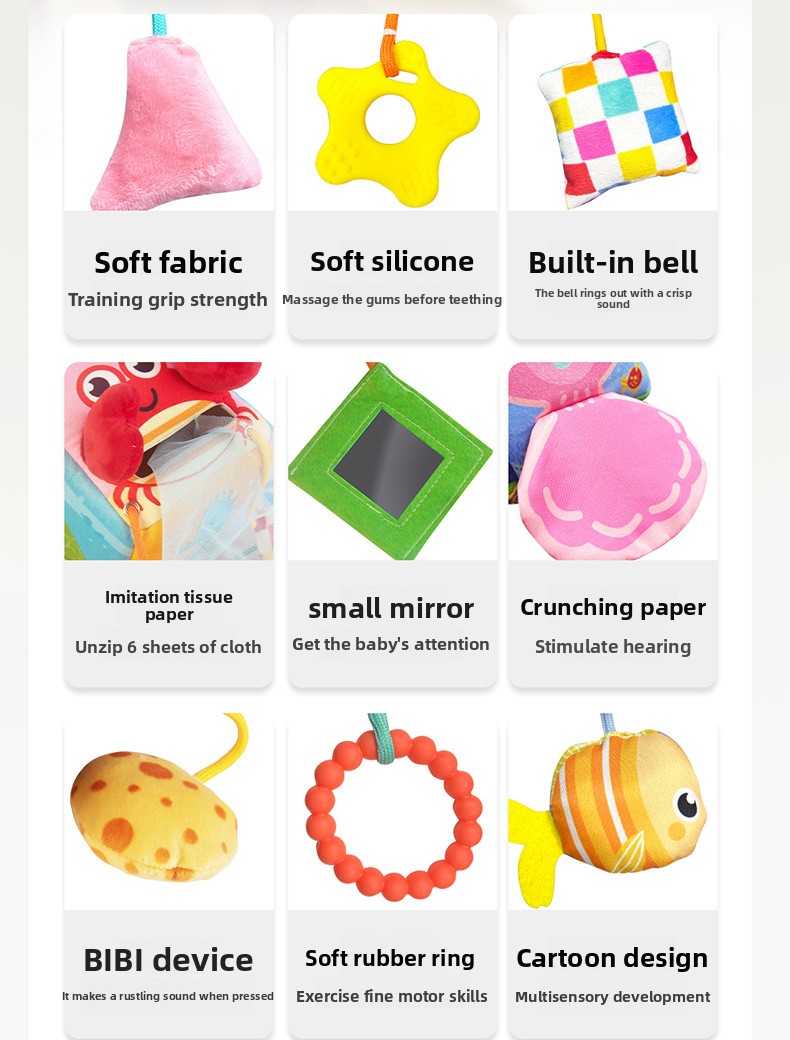 Baby Stroller Hanging Fabric Pull-Tissue Sensory Toy – image 9