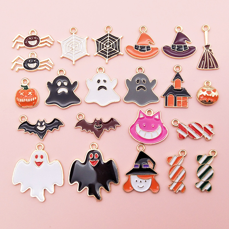 Halloween Funny Alloy Pendant DIY Cartoon Pumpkin Bat Charm
