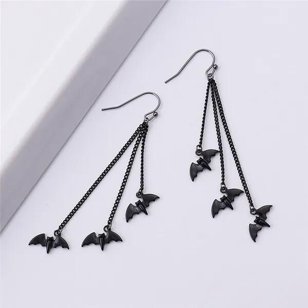 Bat Tassel Earrings Halloween Gothic Jewelry