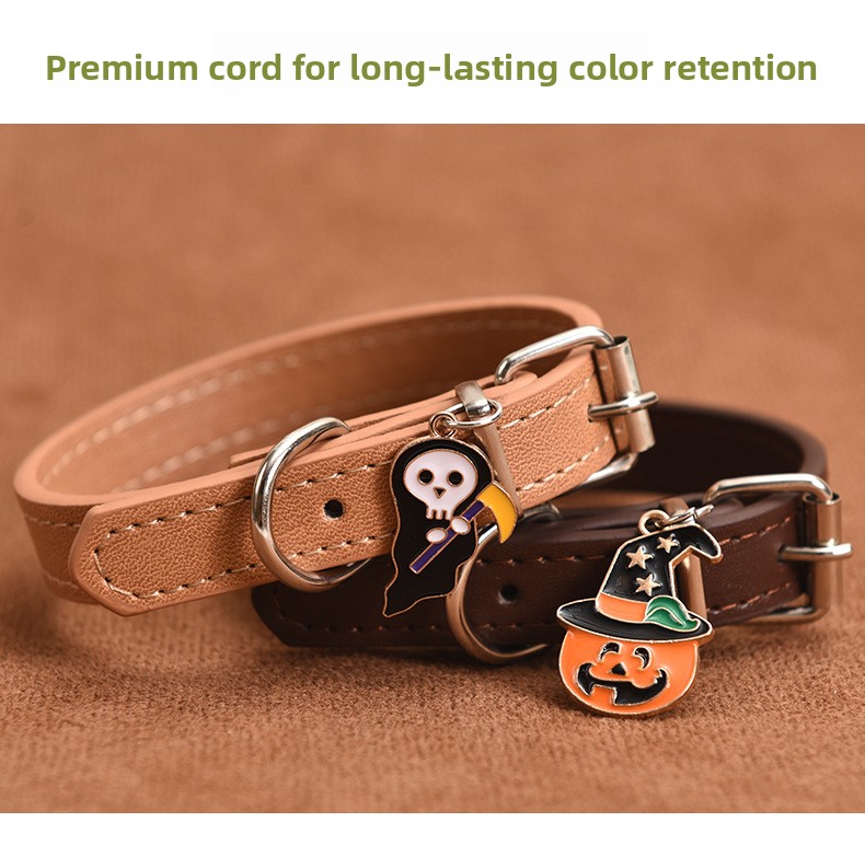 Halloween Themed PU Leather Dog Collar