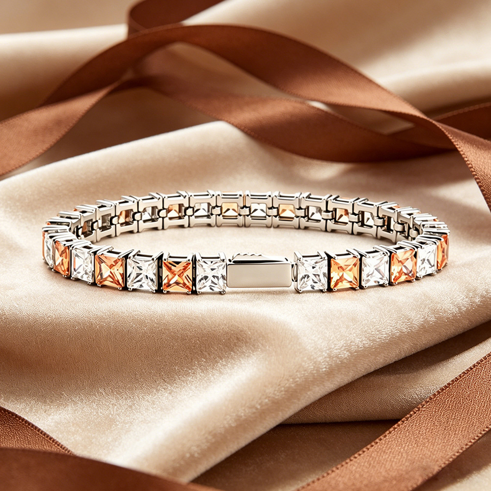 White zircon tennis bracelet close-up
