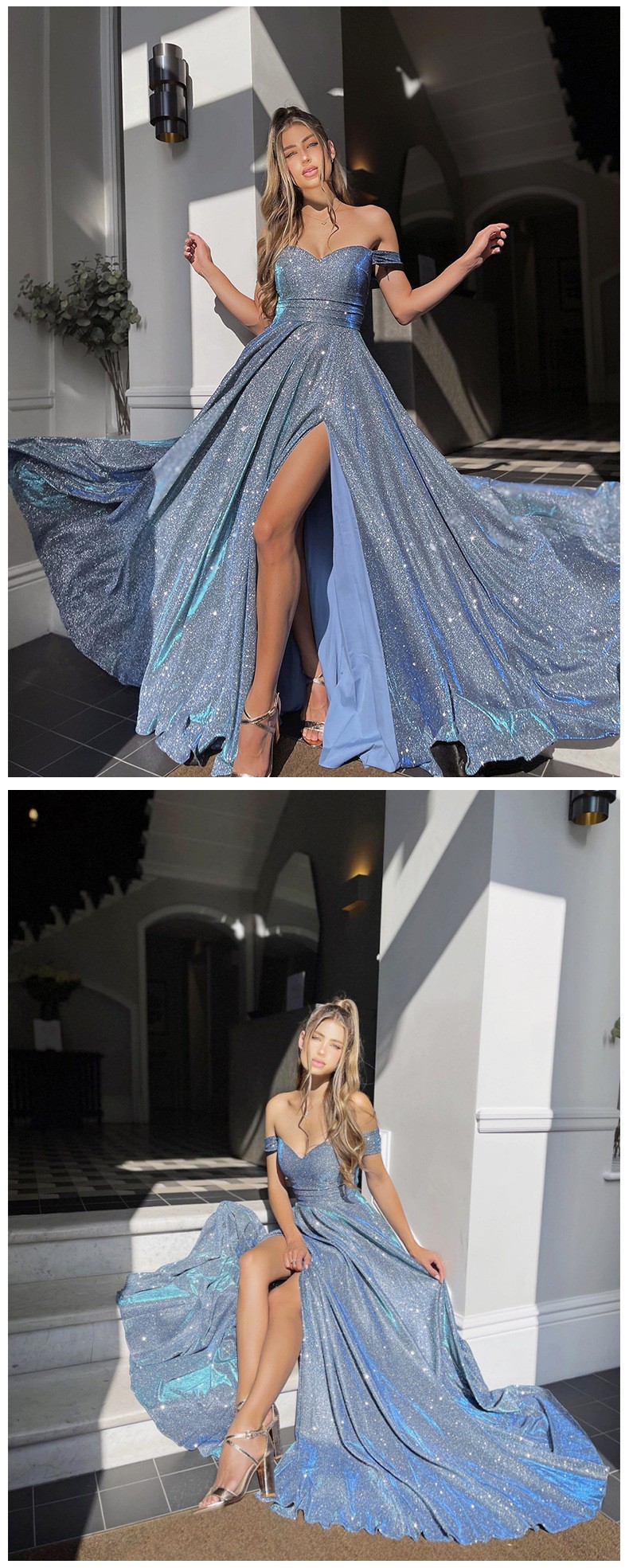 Langes Abendkleid mit hoher Taille