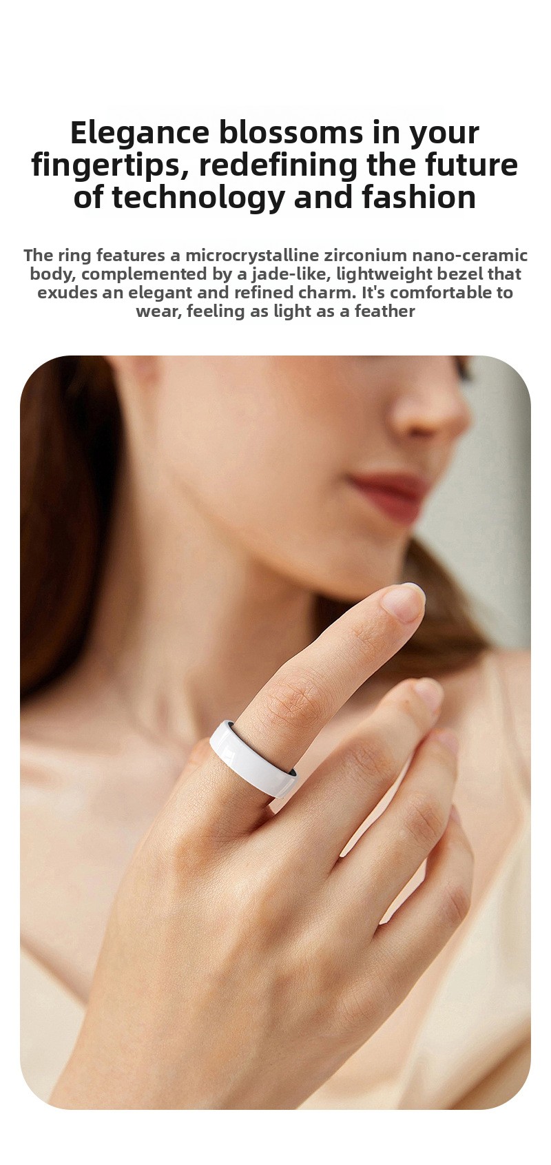 ELVYNHEALTH — Lily Ceramic Smart Ring — Sleep Tracking product information