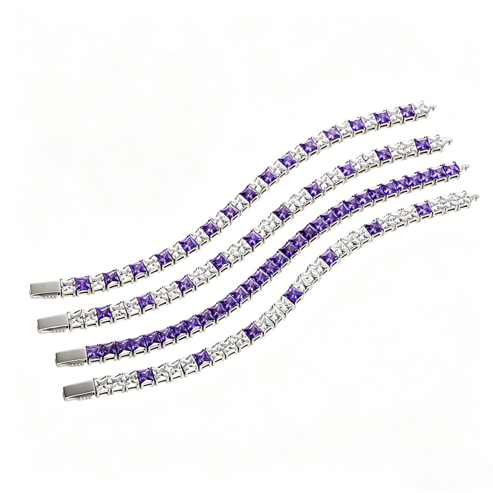 Square zircon tennis bracelet styling